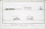 Coupe et profil de magnifiques bâtiments de Luxxor [Luxor]. (a. Obélisque, b. Statue colossale, c. Portail, d. Partie d'un portique, e. La grande colonade, f. Petite colonade, h. Portique, i. Salon, l. Temples couvert, m. Corridor, o. Vestibule, p. Portique, q. Vestibule.)