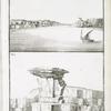 Fig. 1. Tschabel Esselsele, c'est-à-dire Montagne de la Chaîne; Fig. 2. Dessein particulier de la pierre, à la quelle selon la tradition étoit attachée la chaîne, pour fermer le Nil. (a. Trous pour pouvoir monter, b. Rochers de granit.)