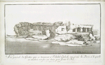 Vue générale des grottes, qui se trouvent à Tschibel Esselsele, vis-à-vis la pierre à la quelle on attachoit autrefois une chaîne, pour fermer de Nil. (a. Grotte ou il y a quatre statues assises).