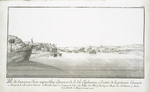 Vue de l'ancienne Siene aujourd'hui Essuaen, et de l'Isle Elephantine, à l'entrée de la prémiére cataracte. (a. Ruines de la ville moderne d'Essuaen, b. Muraille antique, ou Rampart de l'isle, i, c, d, e. Vestiges d'une ville, f. Route pour aller par eau à la cataracte, g. Ruines d'une citadelle, h. Mosquée à moitié ruinée.