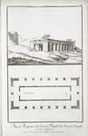 Plan et perspective de l'ancien temple du Serpent Knuphis sur l'Isle Elephantine. (a. Espeçe d'un piedestal couvert d'inscriptions Greques, b. Souterrain).