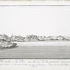 Vue de Morrada, ou du port, au dessus de la première cataracte du Nil. (a. et b. Deux passages du port, c. L'isle, entre les deux passages, d. Ancrage, e. Pointe de l'isle Ell Haiff, remarquable par ses antiquités.)