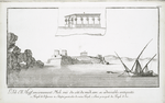 L'Isle Ell Heiff, anciennement Phile, vue du côté du midi, avec ses admirables antiquités. (a. Temple de l'Epervier, b. Dessein particulier du même temple, c. Entrée principale du temple d'Isis.)
