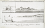 a. Vue des antiquités de Garbe Girsche; b. Représentation particulière de ces antiquités; c. Scherk Girsche, ville sitüée vis-à-vis de ces antiquités.