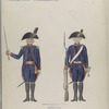 Republiek der Vereenigde Nederlanden. Een Officier der Artillerie. Een Constapel of Canonnier (draagt een Gezwindpuepjestasch, in den vorm eener kleine patroon ten tuede van den Colonel en Chef der Artillerie B.E. Paravicini di Capelli