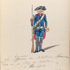 Vereenigde Provincien der Nederlanden. Een Konstabel der Artillerie [...] terzijde van den Chef der Artillerie JT Markfeld. Zij droegen in den zomer witte slopkousen