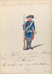 Vereenigde Provincien der Nederlanden. Een Konstabel der Artillerie [...] terzijde van den Chef der Artillerie JT Markfeld. Zij droegen in den zomer witte slopkousen