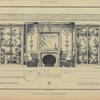 Cabinet d'armateur : vitrines couronnement de la cheminée en «satin wood», appliques de cuivre bruni