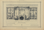 Cabinet d'armateur : vitrines couronnement de la cheminée en «satin wood», appliques de cuivre bruni