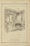 Petit salon : porte vitrée et meubles en bois de sycomore teinté guirlandes de fleurs au naturel. - Jardinière en grès. Tête-à-tête à dossier, canne et coussin d'étoffe
