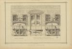 Salle à manger : meubles en bois d'erable et appliques en cuivre doré. Mabris et porte en chêne clair. - Pyrogravure sur fond dorés.