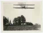 Orville Wright making a flight at Fort Meyer Va, 1909.