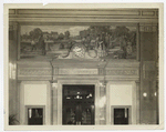 The Fort Wayne & Erie canal scene of activities about the canal as it existed in early days. The large brick building in the background is still standing & was known as the "Hedekin House", an hotel, or rather a tavern. A very very significant building in early days. On north wall of bank lobby, First Natl. Bank, Fort Wayne, Indiana. (1876- ) Artist Robert Wadsworth Grafton (in who's who), Chicago, Ill. Courtesy of Charles M. Weizer, President First Natl. Bank, Fort Wayne, Indiana (see correspondence) 10/20/28