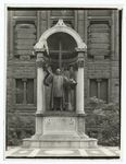 Statue of Phillips brooks before Trinity Church, Boston.