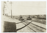 Cedar Hill freight terminal : car riders returning via subway track to the hump after riding freight cars down into classification yard.