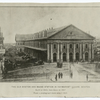 The old Boston and Maine Station in Haymarket Square, Boston. Built in 1845, torn down in 1897. From a photograph made about 1865.