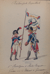 Bataafsche Republiek. 1e [Eerst] Bataljon. 1e [Eerst] Halve Brigade. Cadet met del Vaandel e Grenadier