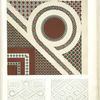 Tesselated pavements from the earliest Christian churches at Rome. A. - part of pavement from Sta. Maria in Trastevere XIIth. centy. (one sixth the size of the original) B. C. - two designs in outline from Sta. Maria Maggiore. Vth. century.