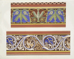 A. Paintings of a frieze, and B., of a zockel by Giotto. In the upper church of St. Francesco at Assisi.
