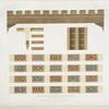Details of a wooden ceiling of the XIVth. century. In the Palace of the Scaligeri at Verona. a. Side view of principal beam. b. Section of the same. c. part of the ceiling. d. other painted ornaments of the panels. e. f. friezes in other beams.