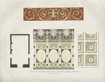 Plan, elevation, & ceiling of a room (A) painted by G. Romano, about 1530. In the Palazzo del T at Mantua.
