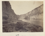 Riverbed with driftwood in foreground