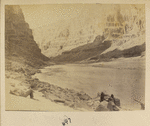 Canyon with men and boats