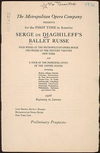 Promotional material for Ballets Russes (Diaghilev), American tour