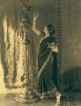 Ruth St. Denis in the Dance of the Black and Gold Sari from Bakawali.