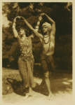 Ruth St. Denis and Ted Shawn in an out-of-doors photograph.
