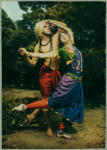 Ruth St. Denis and Ted Shawn in an out-of-doors photo, in costume, for National Geographic Magazine, April 1916, reprinted May 1951.
