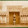 Shawn's Egyptian ballet with the first group ever called Denishawn Dancers. Left to right: Vanda Hoff, Florence Andrews (Florence O'Denishawn), Margaret Loomis, Carol Dempster, Ruth St. Denis, Ted Shawn, Chula Monzon, Claire Niles, Yvonne Sinnard, Ada Forman.