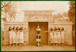 Shawn's Egyptian ballet with the first group ever called Denishawn Dancers. Left to right: Vanda Hoff, Florence Andrews (Florence O'Denishawn), Margaret Loomis, Carol Dempster, Ruth St. Denis, Ted Shawn, Chula Monzon, Claire Niles, Yvonne Sinnard, Ada Forman.