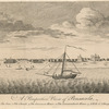 A perspective view of Pensacola : 1. The fort ; 2. The church ; 3. The governors house ; 4. The commandants house ; 5. A well ; 6. A bungo.