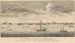 A perspective view of Pensacola : 1. The fort ; 2. The church ; 3. The governors house ; 4. The commandants house ; 5. A well ; 6. A bungo.