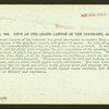 View of the Grand Canon [Cañon] of the Colorado, Arizona