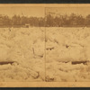 View of a freshet that partially flooded the town with ice and water and destroyed the bridge across the Kennebec River.