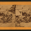 Street scene with people and wagons, Los Angeles, California.