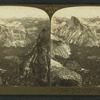 From Eagle Peak over the Valley to Glacier Point, Mt. Clark, Nevada Falls and Half Dome, Yosemite, Cal., U.S.A.