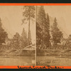 View on the Merced. Hutching's Hotel and Sentinel Rock.