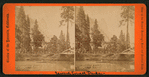 View on the Merced. Hutching's Hotel and Sentinel Rock.
