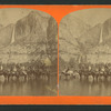 Tourists on horseback, Yosemite Falls, California.