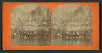 Tourists on horseback, Yosemite Falls, California.