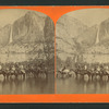 Tourists on horseback, Yosemite Falls, California.