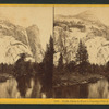 North Dome and Wash'n. Column, (3725 & 2400 feet above Valley) from Merced River.