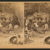 View of a group of Mohaves in a brush hut, one man very emaciated, entitled