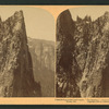 Yosemite's grandest land-mark 'The Sentinel', from Glacier Point Trail west to Cathedral Rocks, Cal.