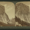El Capitan,(3300 ft. high), most imposing of granite cliffs, east to Half Dome and Clouds' Rest, Yosemite valley, California.