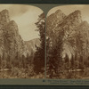 The 'Three Brothers' (Eagle Peak is center) from down the valley to wonderful Yosemite, Cal.
