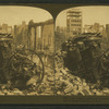 A fire engine caught and crushed by a falling wall, Post St., San Francisco Disaster, U.S.A.